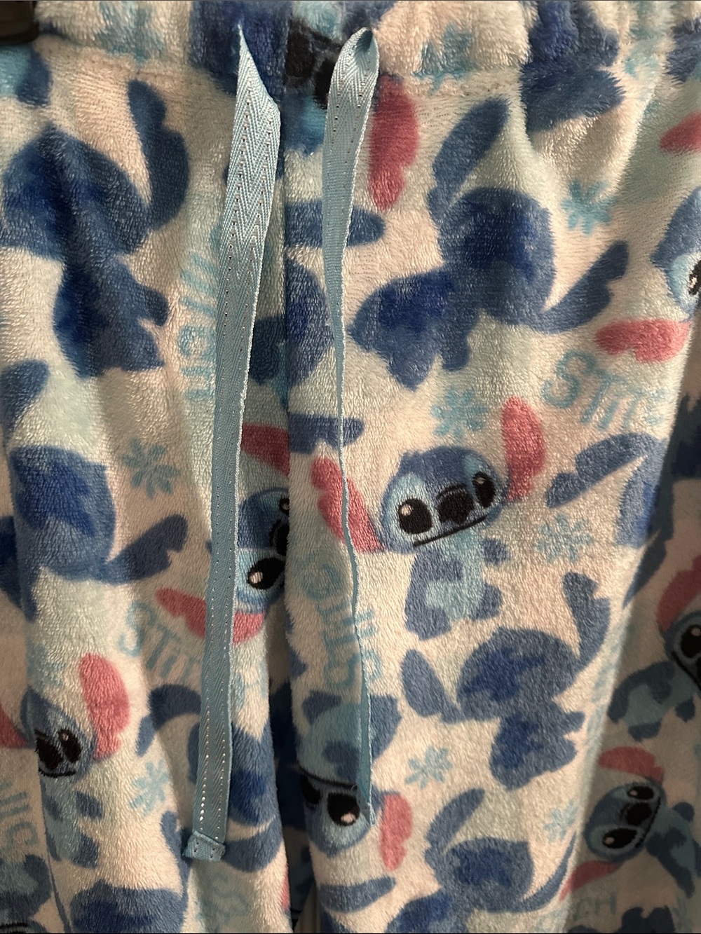 Disney Blue, Navy & Pink Stitch Plush Pajama Pants - Picture 3 of 10